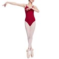 thumbnail image 2 of thinsony Justaucorps de Danse Justaucorps de Ballet Tenue de Danse Forme du Corps Professionnel Costume de Performance Exquis Tenue de Gymnastique Rouge Vin G, 2 of 9