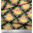 thumbnail image 3 of Soimoi Brown Poly Georgette Fabric Flamingo & Bird Print Fabric by the Yard 42 Inch Wide, 3 of 5