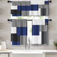 thumbnail image 1 of Navy Blue Geometric Kitchen Curtains Checkered Window Curtains and Valances Set 36 Inch, Black Grey White Short Tier Curtain for Kitchen, Modern Abstract Small Kitchen Decor, 1 of 5