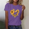 thumbnail image 2 of KIHOUT Nouveau Haut de Mode d'Été pour Femmes 2025, Haut Décontracté à Imprimé Floral pour Dames à Manches Courtes et Col Rond Violet G, 2 of 4