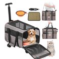 thumbnail image 1 of VEVOR Transporteur pour Chat avec Roues, Transporteur Roulant Approuvé par les Compagnies Aériennes avec Poignée Télescopique et Bandoulière, Transporteur pour Chien avec Roues pour Animaux de Moins de 22 lbs, avec 1 Bol Pliant, Gris, 1 of 9
