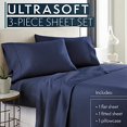 thumbnail image 4 of Twin Sheets Set, 3 pc Bed Sheets & Pillowcase Set - Machine Washable for Easy Care - Soft & Breathable All Season Microfiber Sheets with Deep Pockets - Navy, 4 of 4