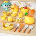 thumbnail image 1 of Play Kitchen Toy Set For Kids Yellow 38Pcs Pretend Play Cooking Toy Kitchen Playset Mini Pots Pans Utensils Educational Role Play Toy Childrens Imaginative Learning Set Yellow, 1 of 9