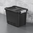 thumbnail image 3 of Sterilite 28 Liter Stacker Box, Durable Plastic Storage Bin with Latch Lid, Black - 6 Pk, 3 of 9