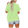 thumbnail image 4 of Timegard Womens Tops Plus Size Cotton Linen Short Sleeve Lapel V-Neck Button down Side Split Casual Tops, 4 of 5