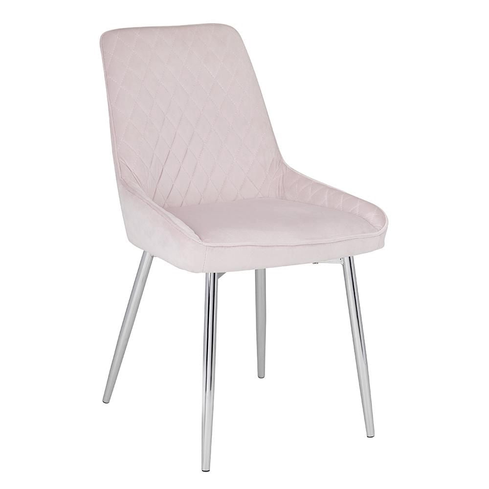 Home Gear Lot de 2 chaises de salle à manger avec cadre argenté et dossier cousu en diamant