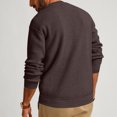 thumbnail image 3 of Yuyuzo Sweatshirts for Men Long Sleeve Round Neck Buttons Pullover Knitted Textured Solid Color Tops, 3 of 6
