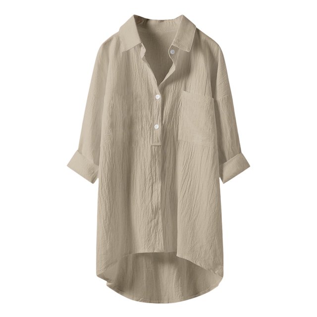 Liquidation! Hauts Grande Taille pour Femmes, Blouse à Manches Courtes d'Été pour Femmes, Blouse Décontractée Unie avec Poches, Col Rabattu, Mode Été