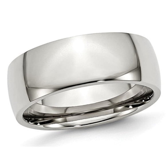 Mens Chisel 8mm Stainless Steel Polished Wedding Band Ring