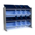 thumbnail image 1 of Humble Crew Leo Supersized Toy Storage Organizer with 16 Plastic Storage Bins, Grey/Blue, 1 of 5