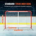 thumbnail image 3 of KFFKFF Street Hockey Goal, Durable Steel Frame for Indoor/Outdoor Use, Standard Pro Training Hockey Set, Quick Setup Portable Net, 72" x 48", White/Red, 3 of 9