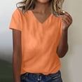 thumbnail image 2 of Besolor Summer Short Sleeve Shirts for Women Casual V Neck Solid Color Basic Tees Ladies Going out Tops, 2 of 3