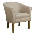 thumbnail image 1 of HomePop Fauteuil d'Appoint Tonneau Transitionnel en Bois et Tissu, Brun Lin, 1 of 11