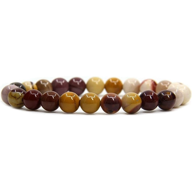 Angelstones Bracelet Extensible Unisexe en Perles Rondes de 8 mm en Jaspe Mookaite Naturel