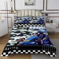 thumbnail image 1 of Go Kart Bedspread Set Karting Race Cars Coverlet Set,Blue Camouflage Quilt Set Queen,Racing Extreme Sport Quilted Abstract Camo Room Decor, 1 of 3