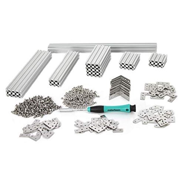 MakerBeam Regular Starter Kit Clear anodized including beams, brackets, nuts and bolts