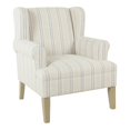 thumbnail image 1 of HomePop Emerson Wood & Fabric Stripe Pattern Wingback Accent Chair in White/Blue, 1 of 10