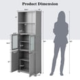 thumbnail image 2 of Gymax Bathroom Tall Storage Cabinet Linen Tower w/ Glass Door & Adjustable Shelf Grey, 2 of 10
