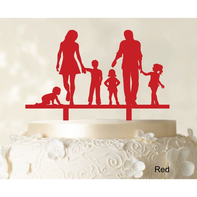 Personalized Family Cake Topper Custom Silhouette Wedding Cake Topper Cake Decorations Option Available 6-7 Inches Wide