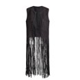 thumbnail image 2 of Gilet Sans Manches Ouvert Style Occidental Respirant avec Franges Jupe Gilet Rétractable pour Usage Quotidien Noir P, 2 of 9