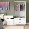 thumbnail image 3 of Better Home Products Armoire Garde-Robe en Bois à 2 Portes avec 2 Tiroirs, Blanc, 3 of 11