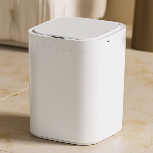13 Gallon Sensor Trash Can, Xinsrenus Automatic Wastebasket Touchless Motion Sensor Kick Open, Smart Kitchen Bathroom Trash Can with Lid for Home Office Bedroom, USB Rechargeable, White