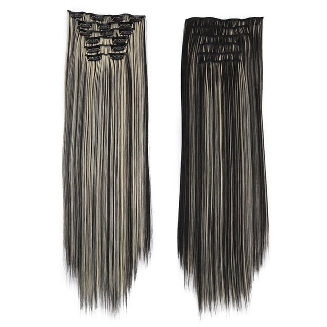 HHBEAUTY Rallonges de Cheveux à Clip de 20 Pouces en Cheveux Humains pour Femmes Mode - Longues Lisses Soyeuses 6 Pcs 16 Clips Rallonges de Vrais Cheveux à Clip en Cheveux Humains