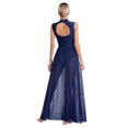 thumbnail image 2 of RUNQHUI Robe de Danse Lyrique Longue pour Femmes, Superposition Torsadée, Danse Moderne Contemporaine, Bleu Marine, TTG, 2 of 7