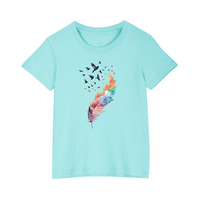 RXIRUCGD 2025 Vêtements d'Été pour Enfants T-shirt Imprimé Mode Mignon Col Rond Manches Courtes