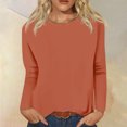 thumbnail image 2 of Timegard Womens Tops Long Sleeve Round Neck Solid Color Basic Tee Fall Casual Comfy Loose Tops Blouse, 2 of 5