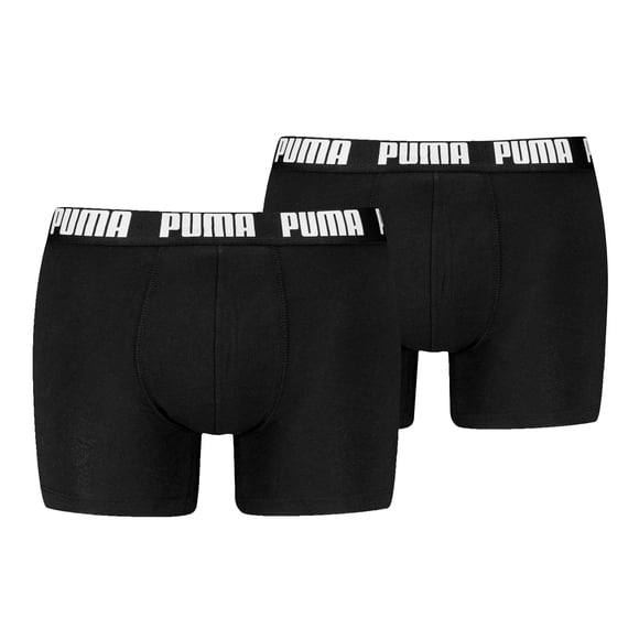 PUMA Men Boxer Trunks, 2-Pack - Everyday Basic Boxers 2P, Cotton Stretch, Solid Colour Black/White M (Medium)