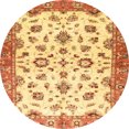 thumbnail image 1 of Ahgly Company Indoor Round Abstract Chrome Gold Yellow Oriental Area Rugs, 4' Round, 1 of 6