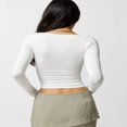 thumbnail image 4 of Women‘s Bodycon Square Neck Long Sleeve Shirts Slim Fit Tops Basic Blouse Tee Tops, 4 of 6
