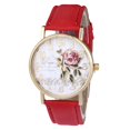 thumbnail image 1 of LYMAYTER Stylish Ladies Watch Stylish Women's Rose Pattern Watch - Faux Leather Strap, Quartz Movement, 1 of 7