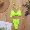 thumbnail image 5 of Qertyioot Womens Bandeau Bandage Swimsuit Set Solid Color Split Diamond Bikini, 5 of 5