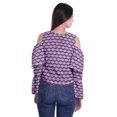 thumbnail image 4 of Moomaya Button Front Cold Shoulder Top Printed  Casual Loose Blouse Short Top, 4 of 4