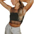 thumbnail image 3 of Gupgi Women Pearl Cover Up Rhinestone See Through Tank Top Sleeveless Sheer Mesh Crop Tops, 3 of 6