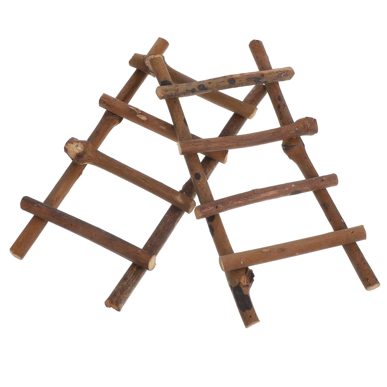 jojofuny 2Pcs Tiny Decorative Rattan Ladder Coffee for Landscape Garden Ornament and Micro Scene