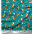 thumbnail image 1 of Soimoi Tissu en Voile de Coton Vert Imprimé Insectes & Chats 1 Yard 42 Pouces de Large, 1 of 3