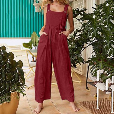 LSLJS Combinaison Ample de Mode pour Femmes, Pantalon à Bretelles Décontracté, Salopette à Jambe Grand, Cadeaux pour Femmes