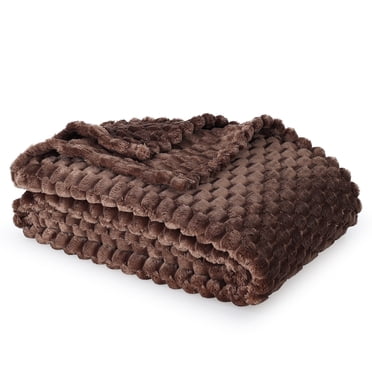 BHG Textured Velvet Plush Throw Brown Basket