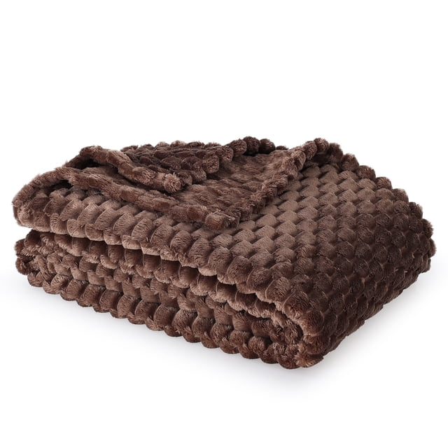 BHG Peluche de velours texturé Jeté Panier brun