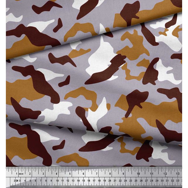 Soimoi Rayon Fabric Two Tone With White Camouflage Print Fabric by the Yard 42 Inch Wide