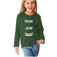 thumbnail image 2 of RXIRUCGD Chemises à Manches Longues pour Filles Imprimés Mignons Col Rond Hauts Blouses Décontractées Habillées Vêtements (Vert Armée, Taille : 3 Ans), 2 of 5
