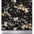 thumbnail image 1 of Soimoi polyester Crepe Fabric Leaves,Moth & Magnolia Floral Print Fabric by Yard 52 Inch Wide, 1 of 3