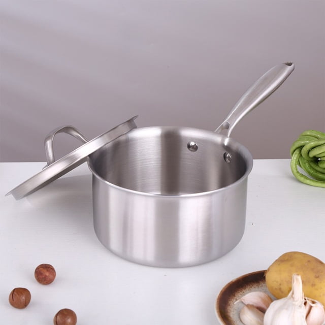 Meitianfacai Stainless Steel Saucepan With Handle For Milk And Soup, 14cm Inner Diameter Pot For Induction And Open Flame, Hanging Storage Design With Cool Handle And Even Heat Distribution (Silver)