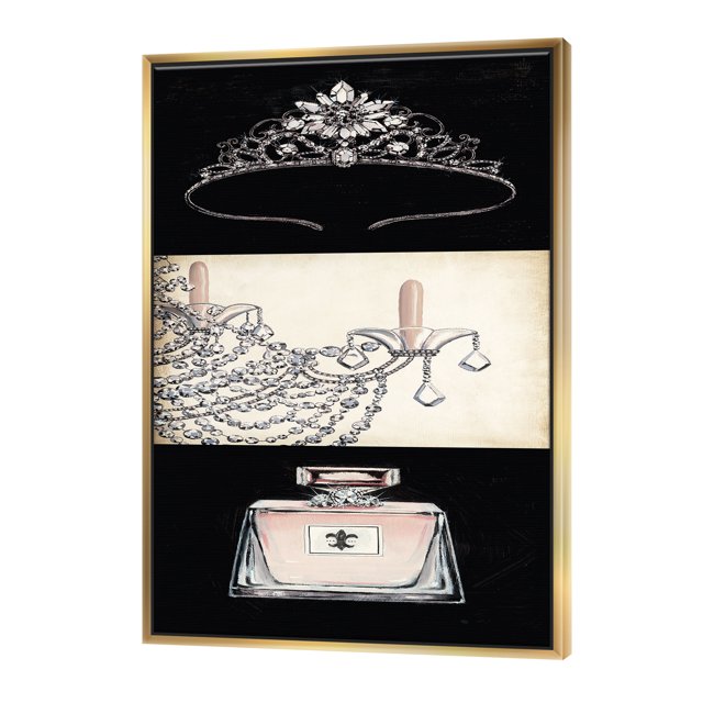 Chandelier, Parfum and Glamorous Tiara - Fashion Framed Canvas