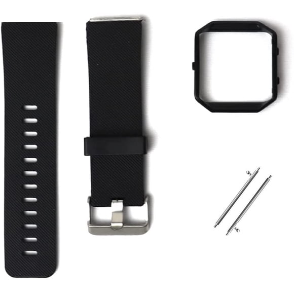Large Replacement Strap Bands & Frame Compatible for Fitbit Blaze Smart Fitness Watch Sport Accessory Wristbands for Men Women Boys Girls - Black