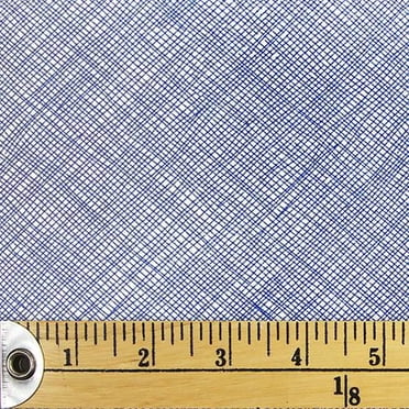 FABRIC CREATIONS White with Denim Blue Pencil Crosshatch Cotton Fat Quarter 45 × 53 cm (18 × 21 in)