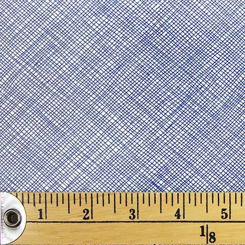 FABRIC CREATIONS White with Denim Blue Pencil Crosshatch Cotton Fat Quarter 45 × 53 cm (18 × 21 in)